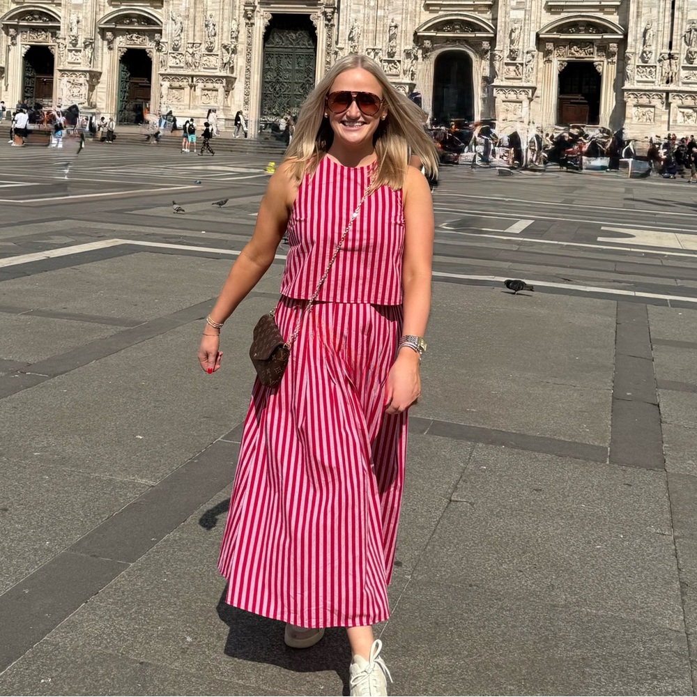 Pink Striped Maxi Set